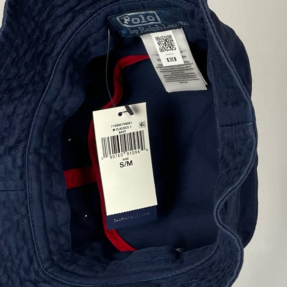 New Polo Ralph Lauren Bear Bucket Hat Navy Blue Small/Medium - Picture 3 of 3